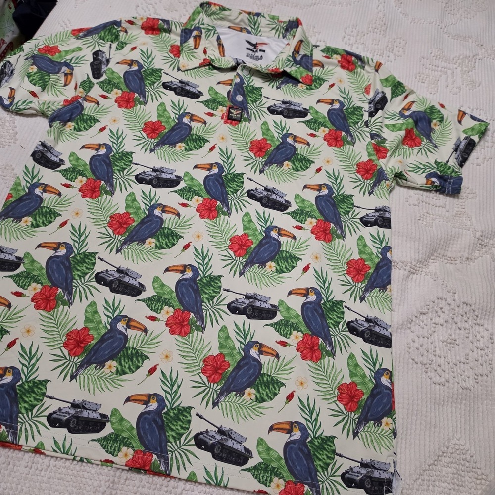 Eagle Six Gear Polo Shirt Large Toucans And Tanks Warriors For Freedom‎ Golf